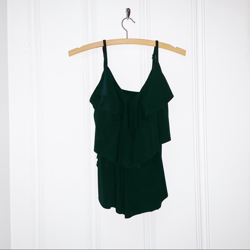 Black Ruffled Swim Suit Top